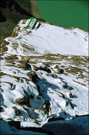 Chata Heinrich Schwaiger Haus ve výšce 2.802 m n. m.