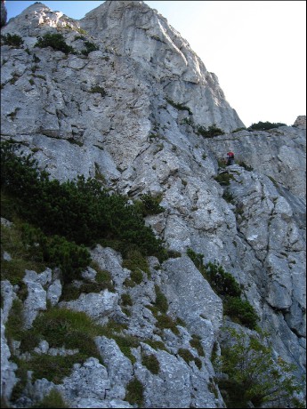 Zajištěná cesta na Traunsteinu.